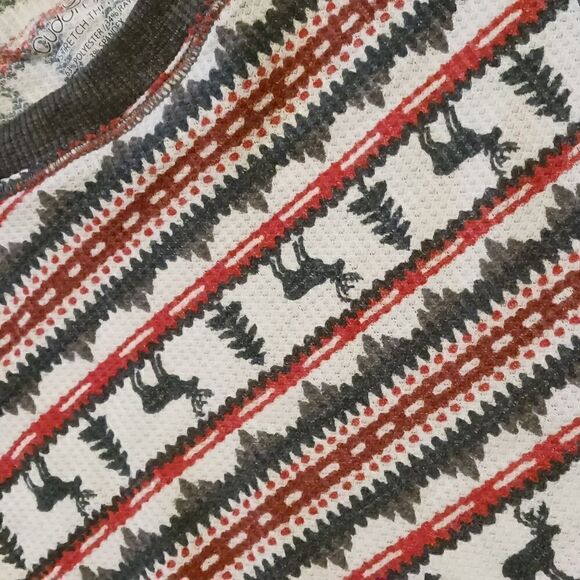 Cuddl Duds Stretch Thermal Holiday Moose Top with Thumb Holes NWOT - Picture 6 of 11